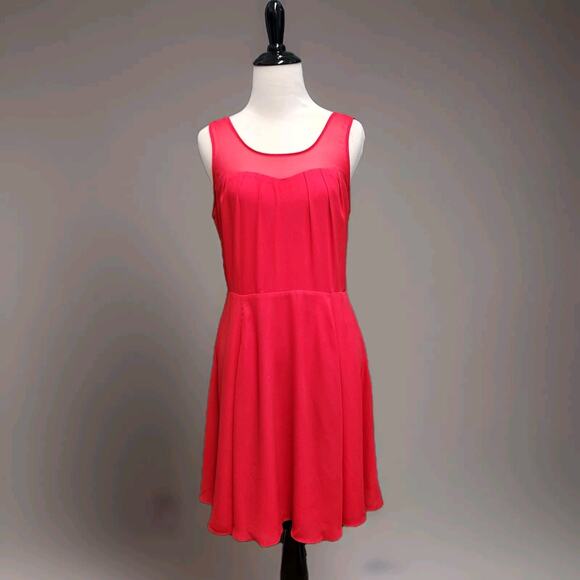 Express Sleeveless Cherry Red V-Back Skater Dress Size 6 - Picture 1 of 11